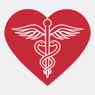 Pegatina En Forma De Corazón Logo de blanca caduceus en pegatina de enfermería 
