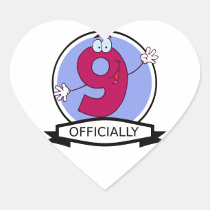 Pegatina En Forma De Corazón Logotipo oficial de cumpleaños 9