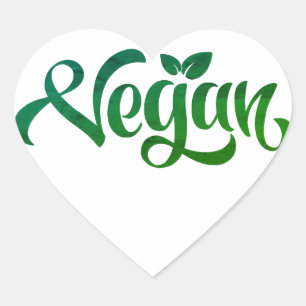 Pegatina En Forma De Corazón Logotipo vegan motivador e inspirador