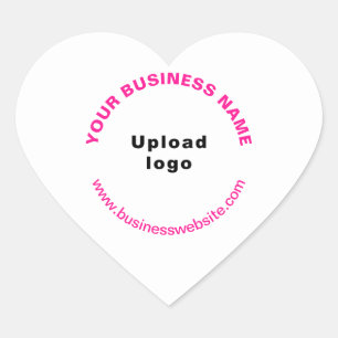 Pegatina En Forma De Corazón Logotipo y nombre comercial rosado y sitio web en