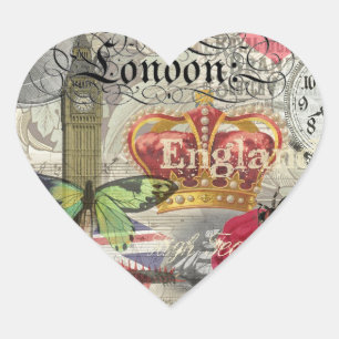 Pegatina En Forma De Corazón Londres Inglaterra Viaje Viaje Arte Viejo Europa