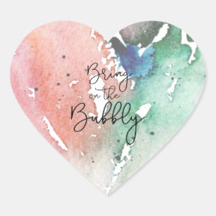 Pegatina En Forma De Corazón Los amantes del champán giran en torno a la burbuj