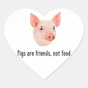 Pegatina En Forma De Corazón Los cerdos son amigos, no diseño de la comida
