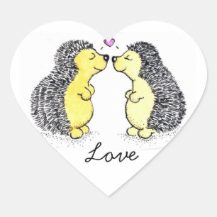 Pegatina En Forma De Corazón Los erizos en el amor