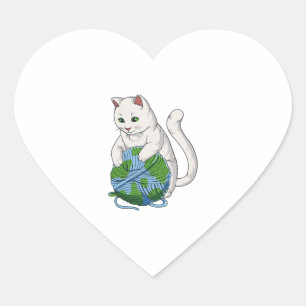 Pegatina En Forma De Corazón Los gatos gobiernan el mundo de la lana del gato