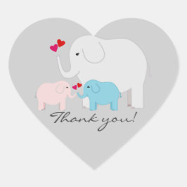 Pegatina En Forma De Corazón Los gemelos y el elefante Chica Gracias a los Pega