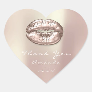 Pegatina En Forma De Corazón Los labios de beso Rosa del corazón de oro maquill