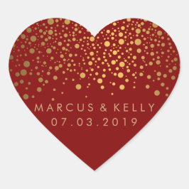 Pegatina En Forma De Corazón Los puntos de oro en el marrón | BODA