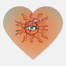 Pegatina En Forma De Corazón Los rayas de champiñones que dan el sol