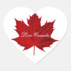 Pegatina En Forma De Corazón Love Canada-Red Canadian Maple Leaf