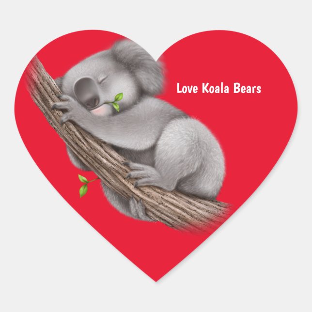 Pegatina En Forma De Corazón Love Koala Bears (Anverso)