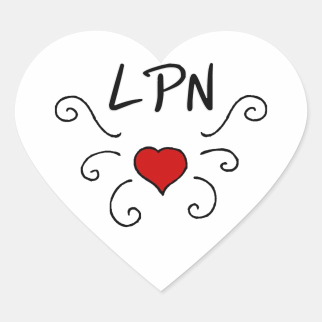 Pegatina En Forma De Corazón LPN Enfermería Love Tattoo (Anverso)