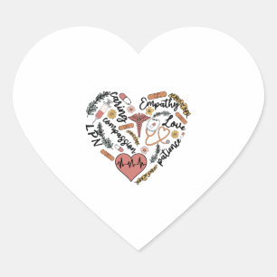 Pegatina En Forma De Corazón LPN preocupación empatía amor paciencia compasión