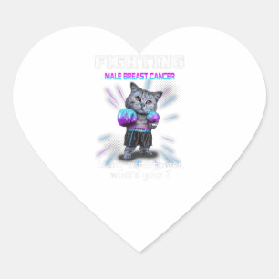 Pegatina En Forma De Corazón Lucha contra el cáncer de mama masculino de gato