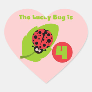 Pegatina En Forma De Corazón Lucky Bug 4º Camisetas de cumpleaños y regalos