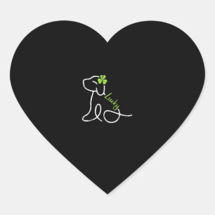 Pegatina En Forma De Corazón Lucky Dog St Patricks Day Cuerdo Irlandés Puppy Sh