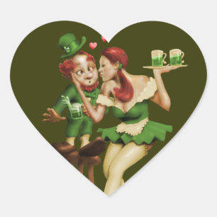 Pegatina En Forma De Corazón Lucky Leprechaun
