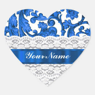 Pegatina En Forma De Corazón Lugar azul y blanco
