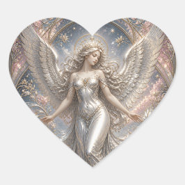 Pegatina En Forma De Corazón Lumina Ascendant – Retrato de Ángel Celestial