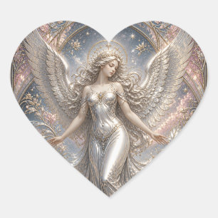 Pegatina En Forma De Corazón Lumina Ascendant – Retrato de Ángel Celestial