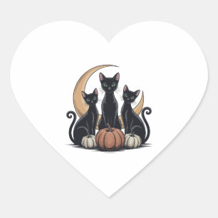 Pegatina En Forma De Corazón Luna de Calabaza Negra Halloween Whimsigótico
