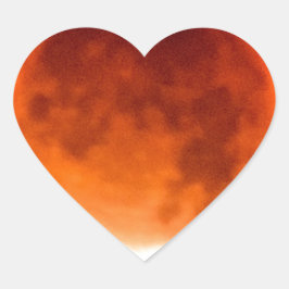 Pegatina En Forma De Corazón Luna Roja Ascendente