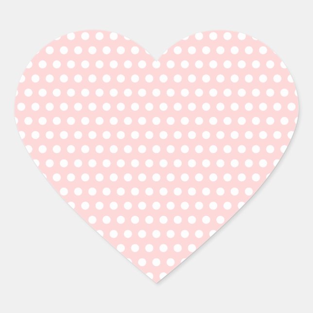 Pegatina En Forma De Corazón Lunares Blancos sobre Rosa Pálido (Anverso)