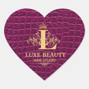 Pegatina En Forma De Corazón Luxury Crocodile Leather Monogram Gold Initial 