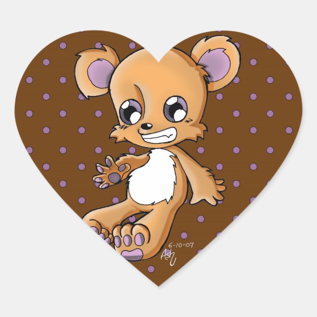 Pegatina En Forma De Corazón M. Teddy (Anverso)