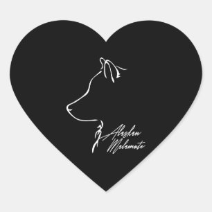 Pegatina En Forma De Corazón Madre del perro Alaskan Malamute Profile