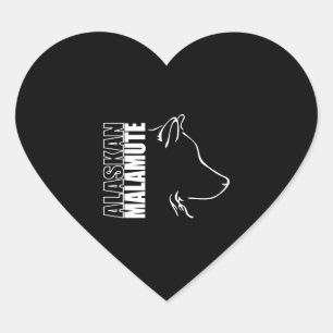 Pegatina En Forma De Corazón Madre del perro Alaskan Malamute Profile