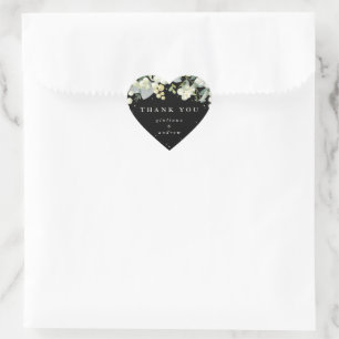 Pegatina En Forma De Corazón Madroño Negro + Eucalipto Agradecimiento de Boda