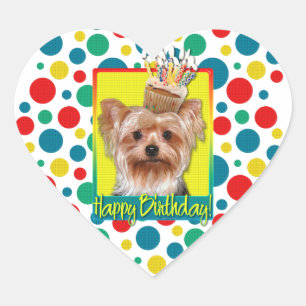 Pegatina En Forma De Corazón Magdalena del cumpleaños - Yorkshire Terrier