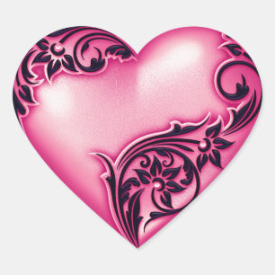 Pegatina En Forma De Corazón Magenta ligera de desplazamiento del corazón con n