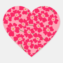 Pegatina En Forma De Corazón Magenta potencia de las flores rosadas