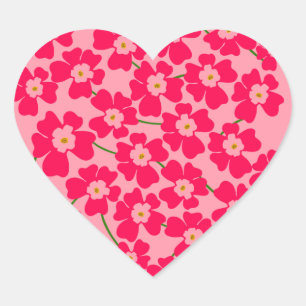Pegatina En Forma De Corazón Magenta potencia de las flores rosadas