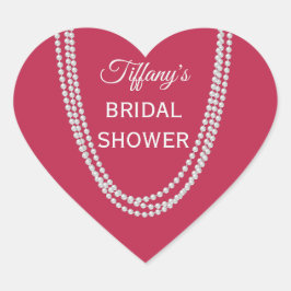Pegatina En Forma De Corazón Magenta y Pearls Bridal Shower