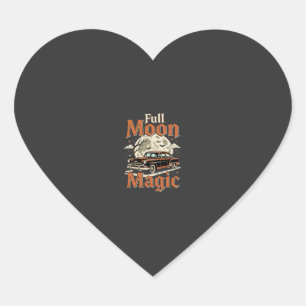 Pegatina En Forma De Corazón Magia de Coche Antiguo Luna Llena de Halloween