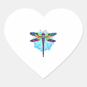 Pegatina En Forma De Corazón Magnífica libélula colorida Mandala