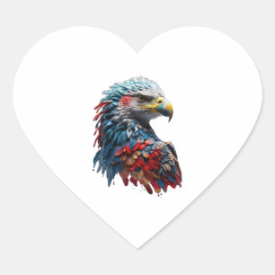 Pegatina En Forma De Corazón Magnífico águila majestuosa hecha de explosivo col