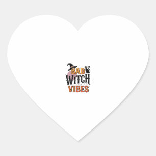 Pegatina En Forma De Corazón Malas vibras de bruja Diseño de camiseta vintage d