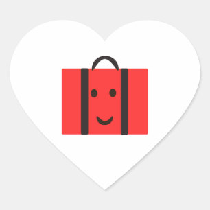 Pegatina En Forma De Corazón maleta roja feliz