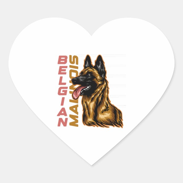 Pegatina En Forma De Corazón Malinois belga (Anverso)