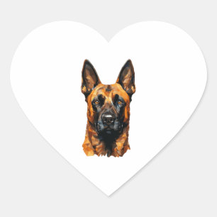 Pegatina En Forma De Corazón Malinois belga en camiseta clásica de estilo polig