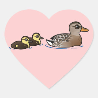 Pegatina En Forma De Corazón Mallard y dos patos
