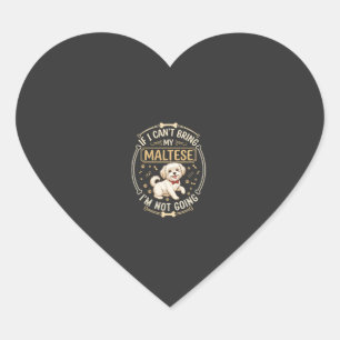 Pegatina En Forma De Corazón Maltés No Va Perro Corbata Roja Hueso Marco