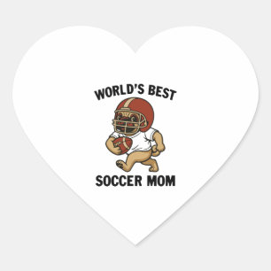 PEGATINA EN FORMA DE CORAZÓN MAMA DE MEJOR FÚTBOL DEL MUNDO - REPRODUCTOR DE PU