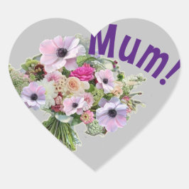 Pegatina En Forma De Corazón ¡mamá! Flores