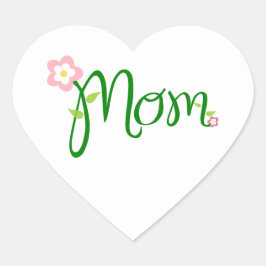 Pegatina En Forma De Corazón Mamá Pegatina del corazón blanco