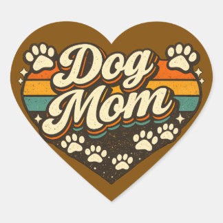 Pegatina En Forma De Corazón Mamá Perro Retro